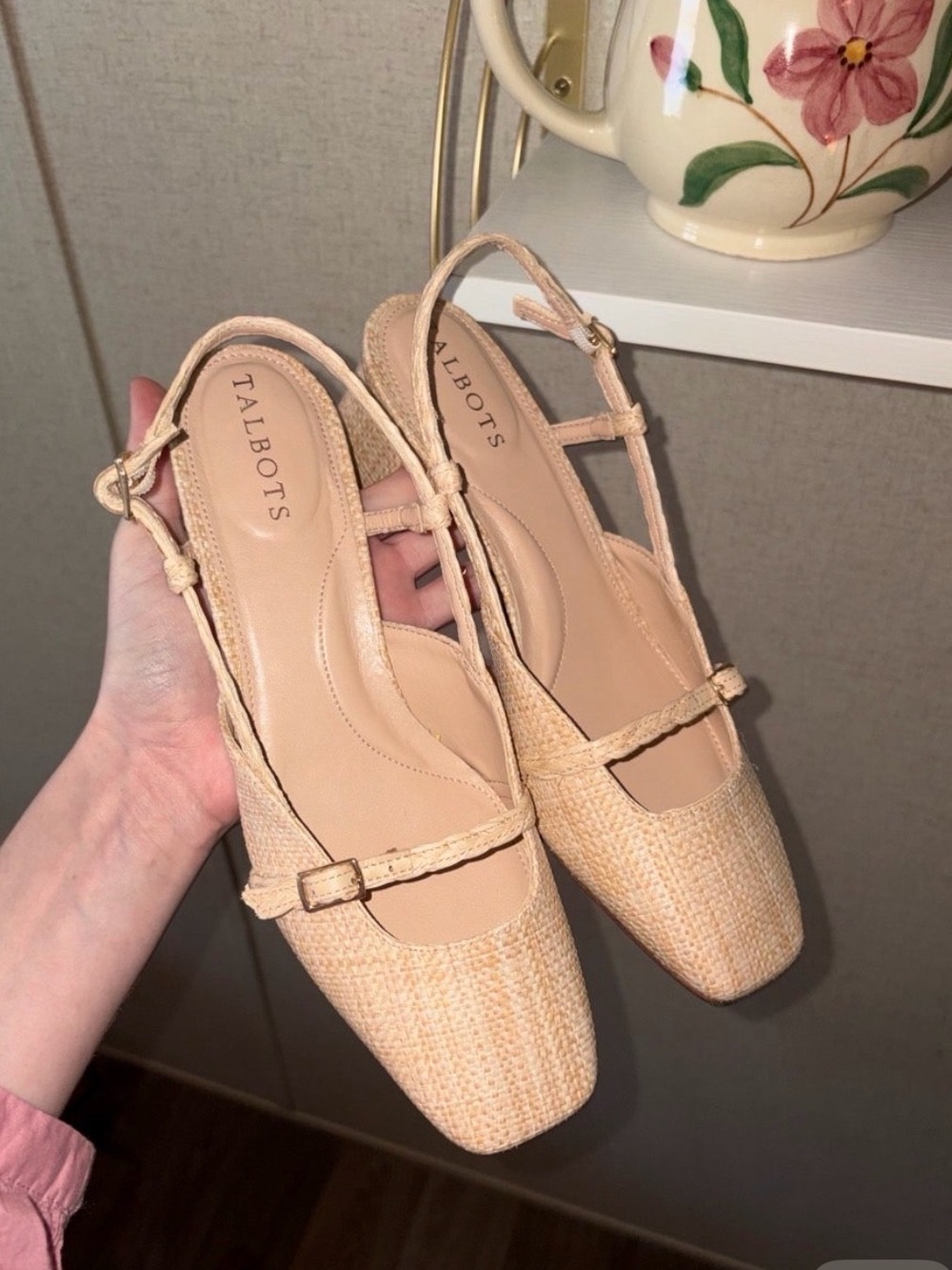 Talbots Beige Woven Slingback Mary Jane Flats